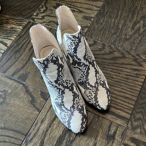 Snake print heeled ankle booties WORN ONCE